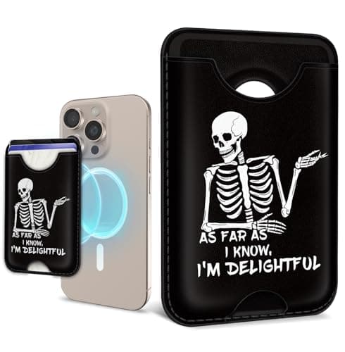 Mavellin for Magsafe Magnetic Phone Wallet, Skeleton Magnetic Credit Card Holder Case, Slim RFID Vegan Leather Skull Magnet Wallet Women, Stick on Back for iPhone 16 15 14 13 12 Pro Promax, 3 Cards — image 1