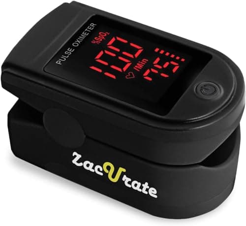 Zacurate Pro Series 500DL Fingertip Pulse Oximeter Blood Oxygen Saturation Monitor with Silicone Cover, Batteries and Lanyard (Royal Black) view 1