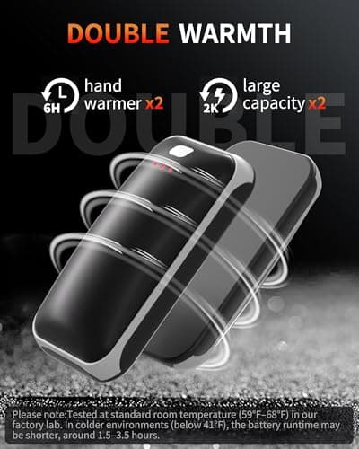 Lerat Hand Warmers Rechargeable 2 Pack, Portable Electric Hand Warmer Max 131℉, Reusable Slim Pocket Heater Handwarmers, Gifts for Men, Women, Outdoor, Golf, Camping, Hunting Essentials view 3