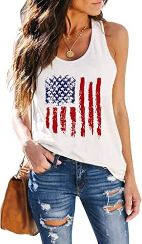 DESFSE American Flag Tank Top Women 4th of July Tanks Tops for Womens USA Flag Patriotic Shirts Vest Racerback Sleeveless Tee — image 1