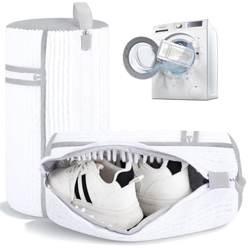 Dntorx 2 PCS Shoe Washing Machine Bag, Reusable L-shaped Zipper Laundry Shoe Bag for Washing Machine with Insoles Mesh Pocket for Washer and Dryer, Shoe Cleaning Bags for Sneaker Tennis Shoes view 1