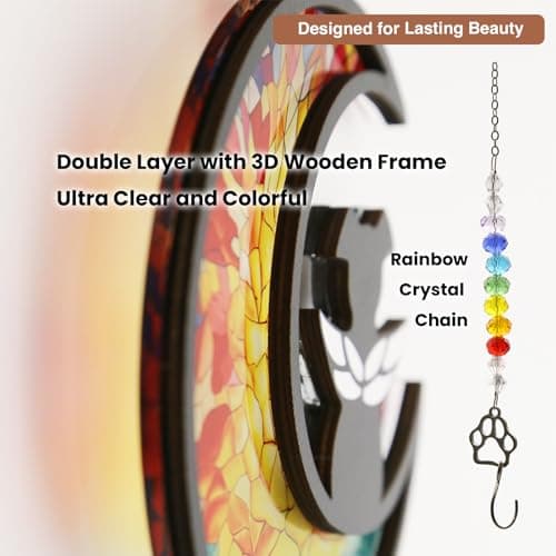 GDuolaPaws Personalized Dog Memorial Suncatcher, Pet Remembrance Gift for Loss of Dog, Dog Bereavement Gift, Rainbow Bridge Sympathy Gift with Name Date for Pet Lovers (Rainbow Glow) view 4