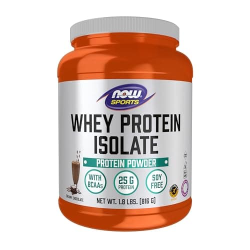 NOW Foods Sports Nutrition, Whey Protein Isolate, 25 g With BCAAs, Creamy Chocolate Powder, 1.8-Pound