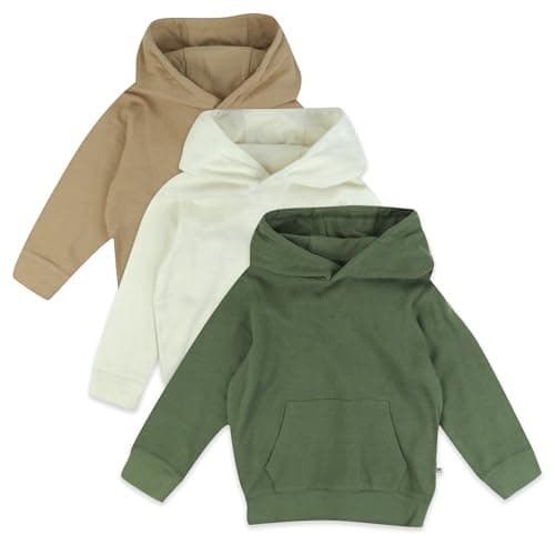HonestBaby 3-Pack Thermal Hoodie 100% Organic Cotton for Baby, Toddler Boys, Trickster Olive, 3-6 Months