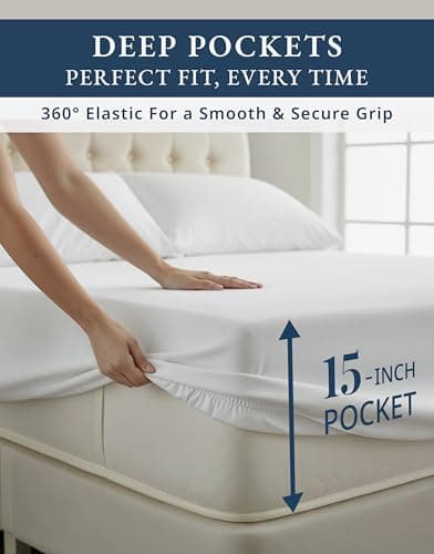 100% Egyptian Cotton Sheets Queen Size - Naturally Cooling & Breathable 4 Piece Silky Sateen Weave Queen Sheet Set, Ultra-Soft & Durable Hotel Luxury Sheets with 15" Snug Fit Deep Pockets - White view 6