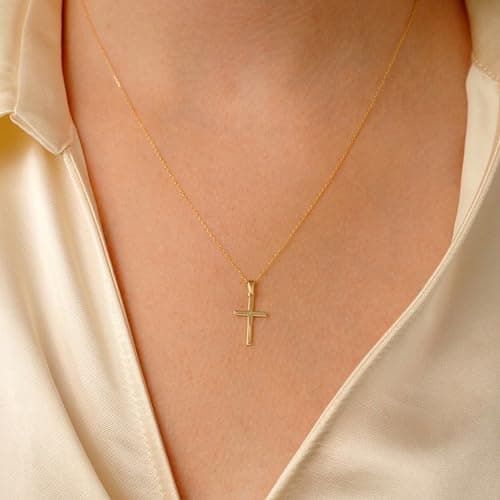 JNZSSWHJJH Easter Basket Stuffers - Cross Necklace for Women 18K Gold Plated Cross Necklace Dainty Gold Necklace for Women Teens Girls Gold Jewelry Easter Religious Christian Gifts view 4