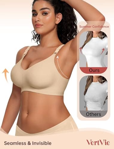 Vertvie Womens Wireless Jelly Bras No Underwire Push Up Seamless Bra Supportive Full Coverage Bralette Regular and Plus Size view 3