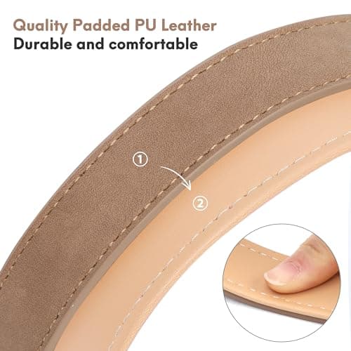 Jumpress Leather Dog Collar for Small Dogs, Soft Padded Dog Leather Collar with Heavy Duty Gold Buckle, Durable & Comfortable, Brown, S view 6