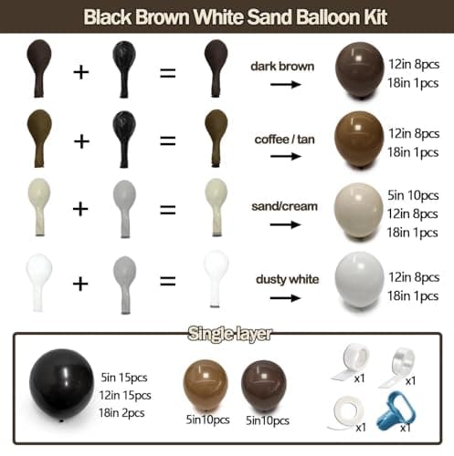 Black Brown Tan Balloon Arch Kit, Double Stuffed Dark Brown Coffee Light Grey White Sand Beige Neutral Balloon Garland for Western Cowboy Baby Shower First Rodeo Birthday Party Decoration view 4
