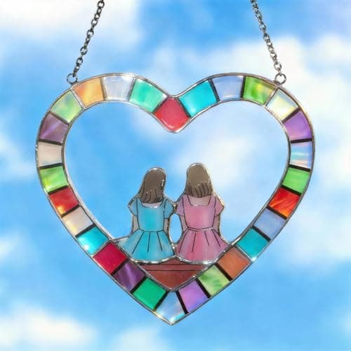 Sister Figurines Sun Catchers - Stained Glass Window Hanging for Women, Bestie Friendship Christmas & Birthday Gift, Stained Glass Window Hanging for Friends — image 1