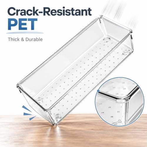 10 Pack Large Clear Drawer Organizer Trays, 3 Sizes, Non-Slip view 6