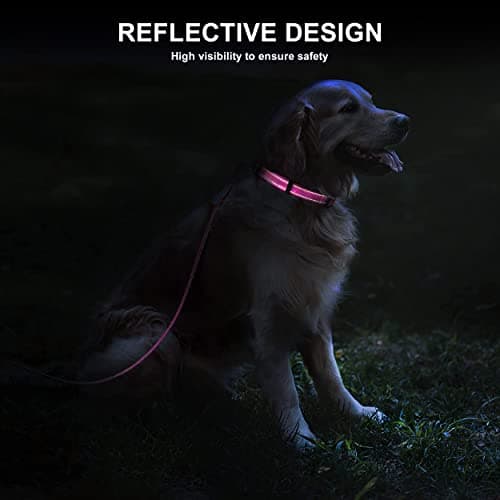 Jumpress Soft Neoprene Padded Dog Collar and Leash Set for Small Medium Large Dogs, Reflective Durable Nylon Dog Collar with 5ft Leash Easy for Walking, Hot Pink,Neck fit 10.5-15.5’’ view 5