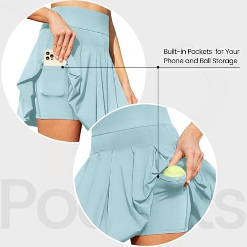 SEAJOJO Tennis Skirts for Women with Shorts Pockets, High Waist Golf Skirt,Pleated Mini Skort Workout Casual view 6