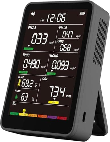 16-in-1 Indoor Air Quality Monitor, High-Precision Multi-Parameter Smart Air Quality Tester with HD Real-Time Color Screen, Portable Air Quality Monitor for Home, Office, Cars, School, Bedroom — image 1