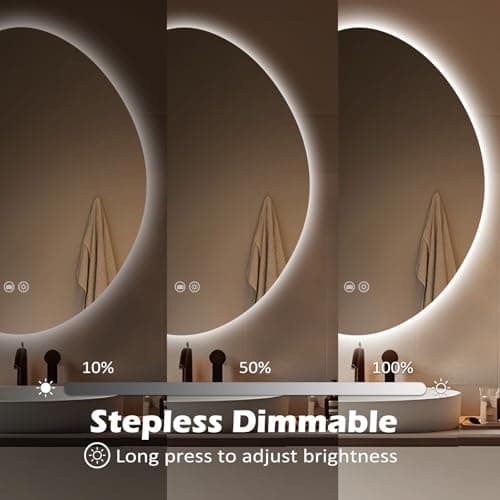 Yoding LED Bathroom Mirror with Lights 25x33 Inch, Stepless Dimmable Backlit Vanity Mirror with 3 Colors, Anti-Fog, Memory, Al-Alloy Lampshade, Frameless Smart Mirror (Horizontal/Vertical) view 5