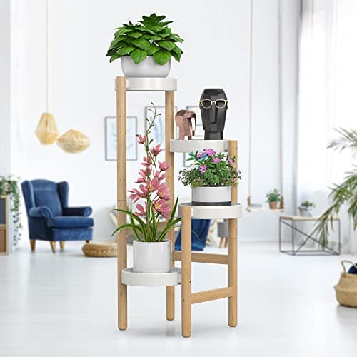 Wisuce Bamboo Plant Stands Indoor, 4 Tier Tall Corner Plant Stand Holder & Plant Display Rack for Outdoor Garden Indoor Home (4 Tier -2) view 2