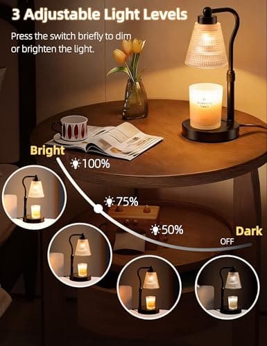 Candle Warmer Lamp for Jar Candles, Height Adjustable & Dimmable with 2/4/8H Timer, 2*50W Halogen Wax Melter Warmer for Home Office Décor, Flameless & Smokeless, Gift for Women Mom, Black-Clear/1 Pack view 5