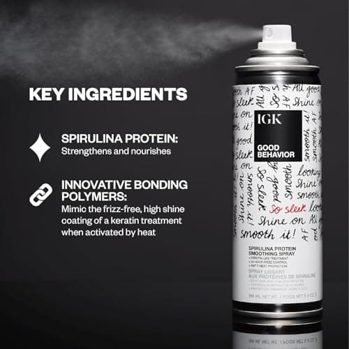 IGK GOOD BEHAVIOR Smoothing Frizz Fighters Set | 4-in-1 Prep Spray + Spirulina Protein Smoothing Spray | Frizz Control + Heat Protectant | Vegan + Cruelty Free view 3