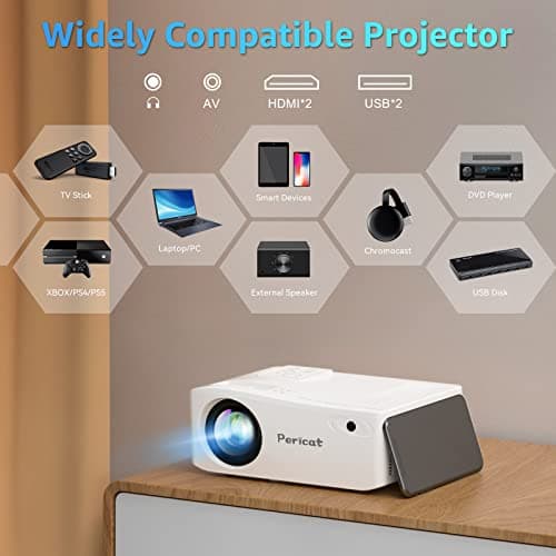 5G WiFi Bluetooth Projector, Native 1080P Outdoor Movie Projector with 200" Display, 380ANSI Home Theater Video Projector 4K Supported, LED Video Projector Compatible with TV Stick, Phone/PC view 6