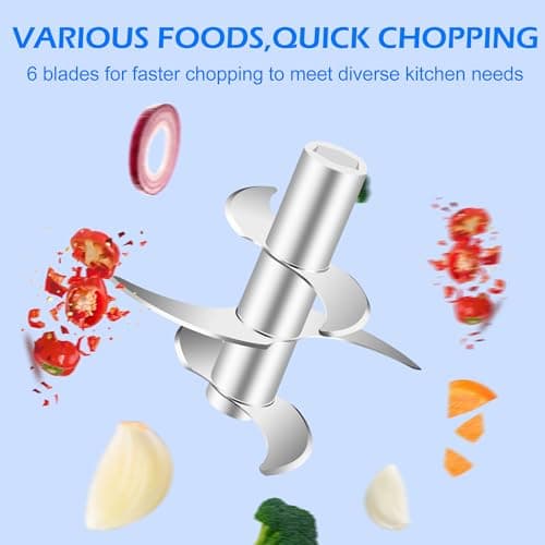 Electric Garlic Chopper, 350ML (1.4 Cup) Blue Mini Food Processor, Mini Chopper, Small Garlic Grinder Mincer for Onion, Ginger, Chili, Fruit, Meat view 3
