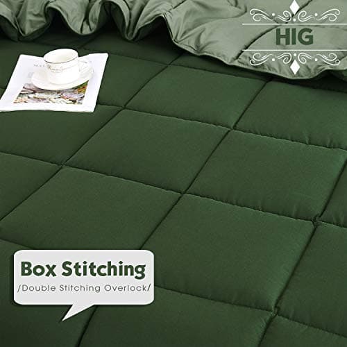 HIG 3pc Green Twin/Twin XL Comforter Set - All Season Reversible Down Alternative Bedding Comforter - Quilted Duvet Insert with Corner Tabs - Box Stitched Blanket - Breathable, Soft, Fluffy view 4