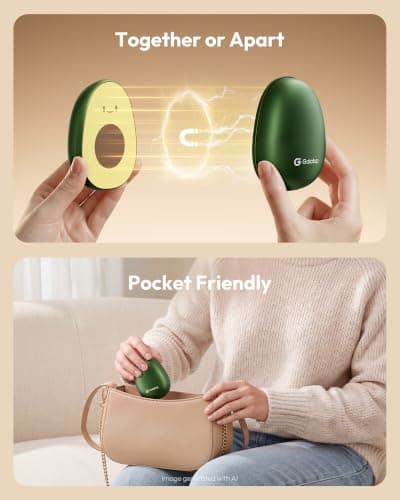 Gaiatop Rechargeable Hand Warmers 2 Pack, Magnetic, Avocado view 2