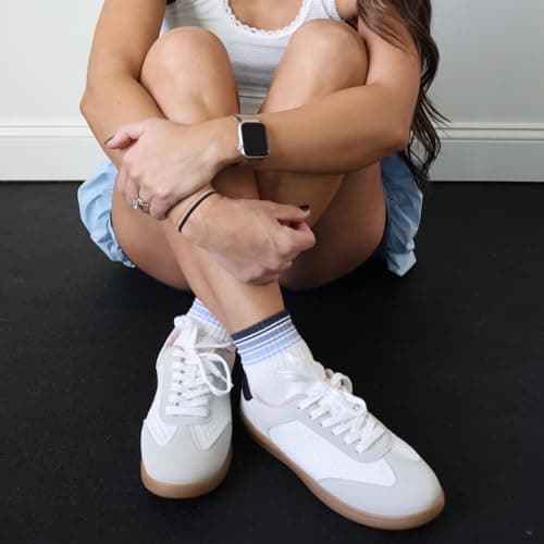 JENN ARDOR Low Top Sneakers for Women Lace-up Fashion Tennis Shoes Casual Slip On Sneaker Padded Non Slip Footwear for Work, Walking, Everyday Wear view 3