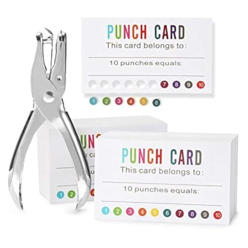 ONEDONE Punch Cards (Pack of 200) Reward Punch Cards for Classroom Behavior Incentive Awards for Kids Students Teachers Home Classroom School Business Loyalty Gift Card - 3.5" x 2" — image 1