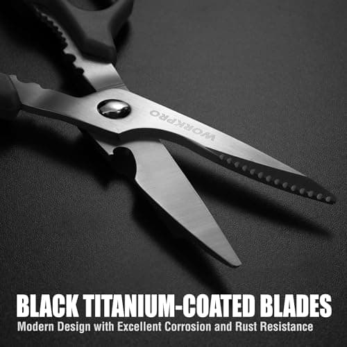 WORKPRO Kitchen Scissors, All Purpose Kitchen Shears with Detachable Stainless Steel Blades, Titanium Coated for Easy Cleaning, Heavy Duty for Meat, Fish, Nuts, Vegetables, Protective Cover Included view 6