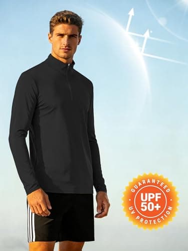 Mens Long Sleeve Shirts Quarter Zip Pullover UPF 50+ Sun Protection Wicking Moisture Workout Running Casual Athletic Tops view 4