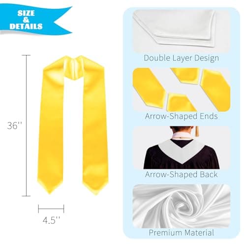Oeyliz Graduation Stole Class of 2026 Stoles for Graduation 2026 Unisex Adults Blank Graduations Stole 72 Inch view 3