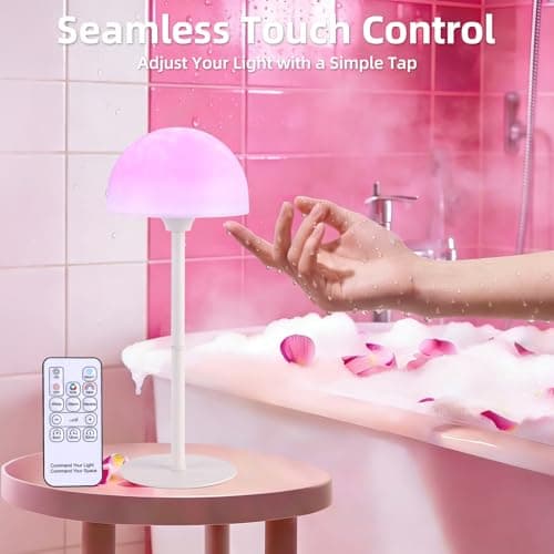 PIRTSDEL 2 Pack Waterproof Shower Lamp, Spa-Like Cordless Shower Light, 18-Colour LED Ocean Wave Projector Lights, Rechargeable Shower Light with Remote and Touch Control for Bathroom, Bathtub view 4