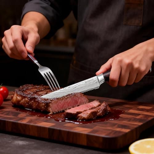 DAJOUJS 4.5 Inch Serrated Steak Knife - Ultra Sharp Serrated Knife Japanese High Carbon Steel Blade, Ergonomic Handle, Premium Kitchen Cutlery for Steak, BBQ & Outdoor Meals view 2