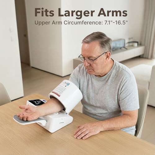 Upper Arm Blood Pressure Monitor for Home Use, Barrel Design One-Touch Blood Pressure Machine, Auto-Fit Wide Range 7.1"-16.5", 3-Color Backlight, 2 Users 2×99 Memory view 5