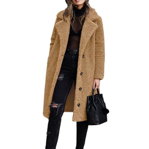 Women's Faux Fur Coat Warm Fuzzy Fleece Jackets Oversized Sherpa Jacket view 5