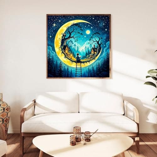 igoodom Diamond Art Kits for Adults, Fantasy Moon Diamond Painting Kit, Full Drill Round Diamond Art Kits, DIY Gem Art and Crafts for Home Wall Decor Gift 14x14inch view 3