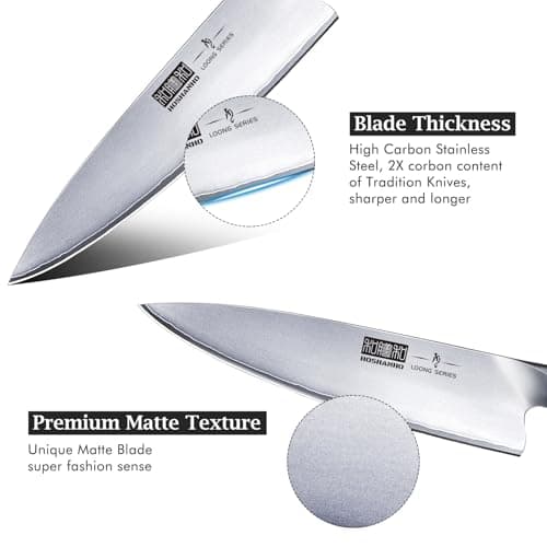 HOSHANHO Kitchen Knife in Japanese High Carbon Steel, Professional High-Class Chef's Knife 8 inch, Non-slip Ultra Sharp Cooking Knives with Ergonomic Handle view 3