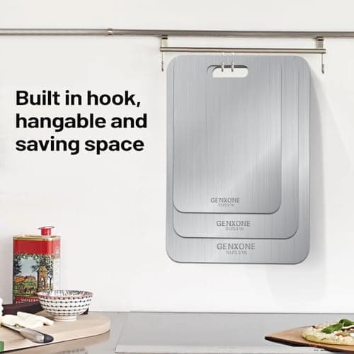 GENXONE Stainless Steel Cutting Boards for Kitchen, SUS316 Steel Large Cutting Board for Meat, Dishwasher Safe, (15.4x11in) 1pack view 6