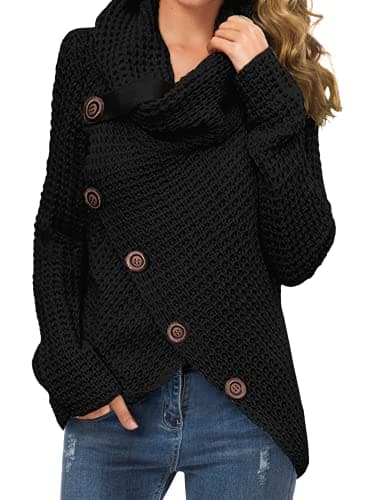 GRECERELLE Chunky Knit Cowl Neck Sweaters for Women Fall Winter Sweater — image 1