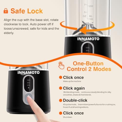 Portable Personal Size Mini Blender - 20oz Cordless Smoothies Blender Type-C Rechargeable, BPA-Free Juice Cup, Freshly Squeezed in Outside/Office/Gym view 5