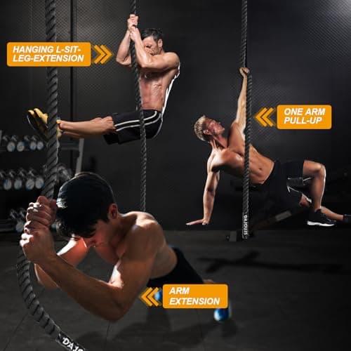 Climbing Rope Gym Workout - 1.5 Inch Dia 10FT 15FT 20FT 25FT 30FT 35FT 40FT 50FT Heavy Duty Work Out Rope Exercise Climbing Ropes for Adults Kids Fitness & Strength Training Outdoor & Indoor - Black view 6