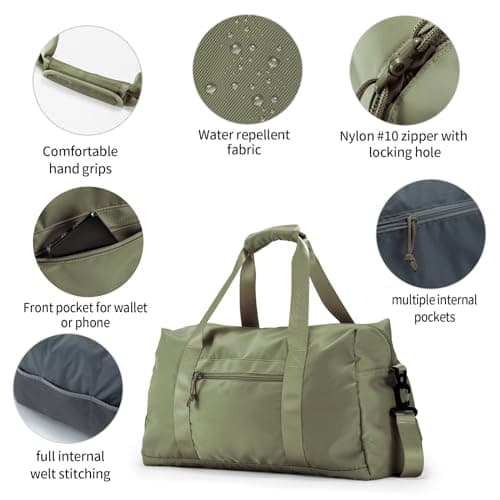 Travel Duffle Bag,Sport Gym Bag for Men And Women with Wet Pocket,Weekender Bag Carry On Tote Bags for Airplane Army Green view 5