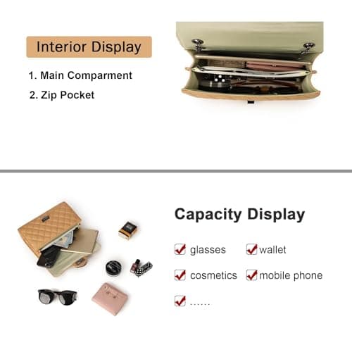 Gladdon Quilted Crossbody Purse for Women Trendy Ladies Shoulder Bag with Chain Designer Purses view 4