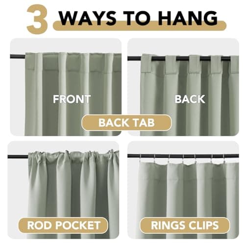 H.VERSAILTEX Blackout Curtains Thermal Insulated Window Treatment Panels Room Darkening Blackout Drapes for Living Room Back Tab/Rod Pocket Bedroom Draperies, 52 x 84 Inch, Light Sage, 2 Panels view 5