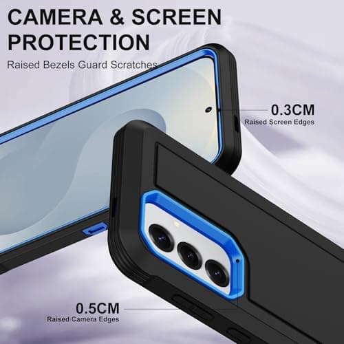 Annymall for Samsung Galaxy S25 Case with 2 Screen Protector,Shockproof Military Grade Drop Protection Multi-Layer Heavy Duty Durable Rugged Bumpers Tough Cell Phone Protective Cover (Black/Blue) view 3