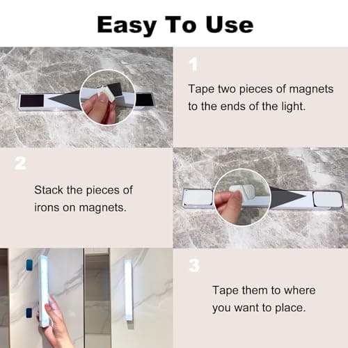 6 Pack Motion Sensor Under Cabinet Light, Magnetic Rechargeable Warm White 2 Color Under Counter Light, 8 Inch LED Closet for Stair Bedroom Cupboard view 6