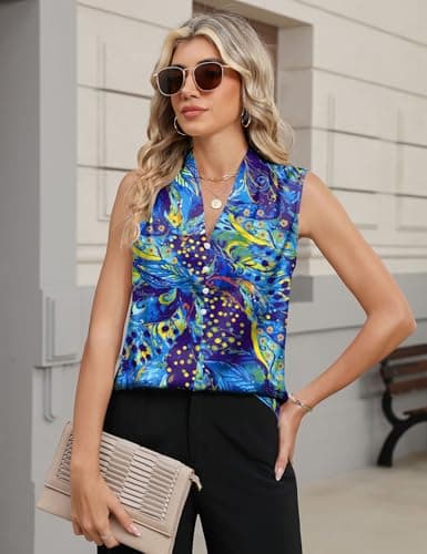 LOMON Silk Satin Tank Tops Womens V Neck Sleeveless Camisole 2026 Basic Shirts Casual Blouses view 6