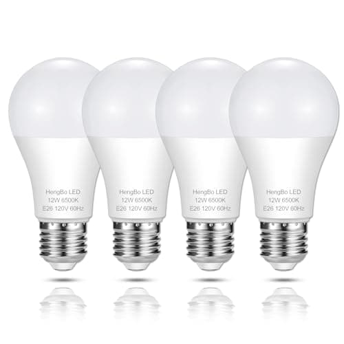 HengBo LED Light Bulbs 100 Watt Equivalent, 6500K Daylight 1200LM White Light Bulb, 12W Non-Dimmable, E26 Standard Medium Base Bulb for Bathroom, Kitchen, Living Room (Pack of 4) — image 1