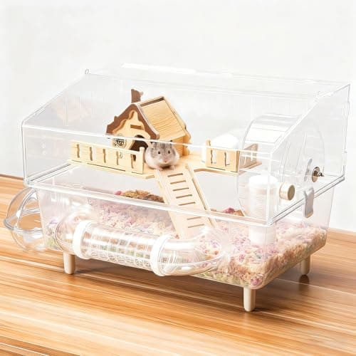 Hamster Cage 8 in 1 with All Accessories, Acrylic Hamster Cages with Full Transparent Viewing, Excellent Ventilation, Castle Habitat, Dwarf Hamster Cage Suitable for Gerbil, Mice, Other Small Animals — image 1