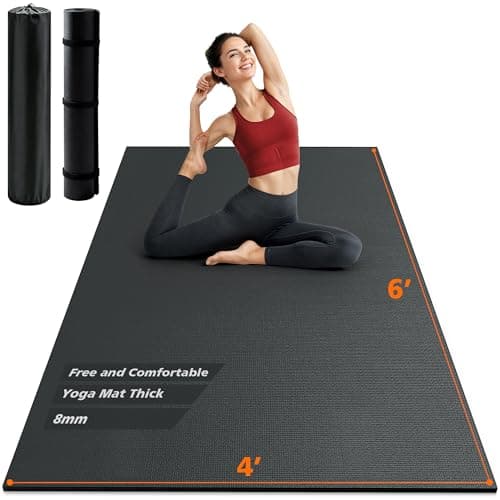 Rendpas Large Exercise Mat for Home Gym, 6'x4'/7'x5'/10'x6' (8mm) Extra Thick Workout Mat, High-Density PVC, Non-Slip, Shock Absorption for Cardio, Weights & Jump Rope
